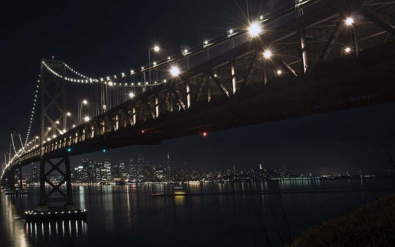 San Francisco-Oakland Bay Bridge, city, 1080P, San Francisco, cityscape, bridge, city lights