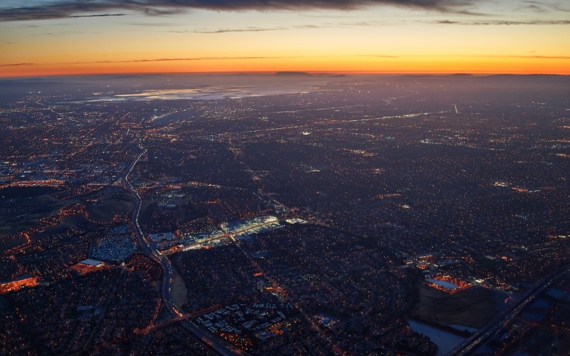 Silicon Valley, sunset, San Jose, technology, Aerial View, 1080P, USA, california, San Francisco