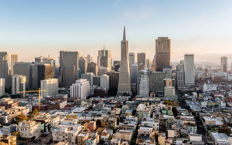 aerial, concrete, San, buildings, house, CA, skyscraper, sky, downtown, USA, 2K, photo, building, fog, Francisco, city, California