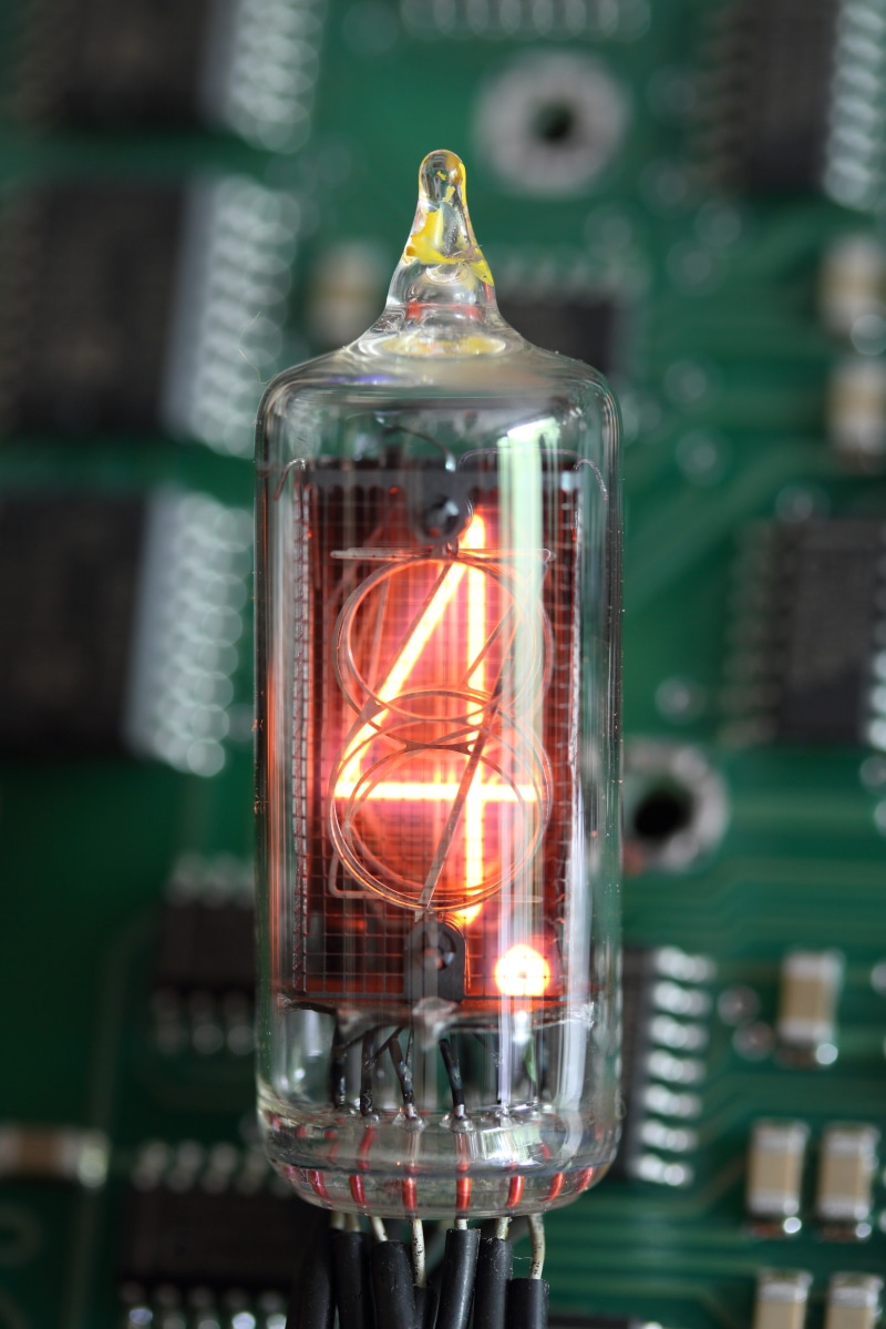 nixie, single object, electronic, tube, red, indicator, transparent, close-up, focus on foreground, technology, vacuum, equipment, light, bottle, display