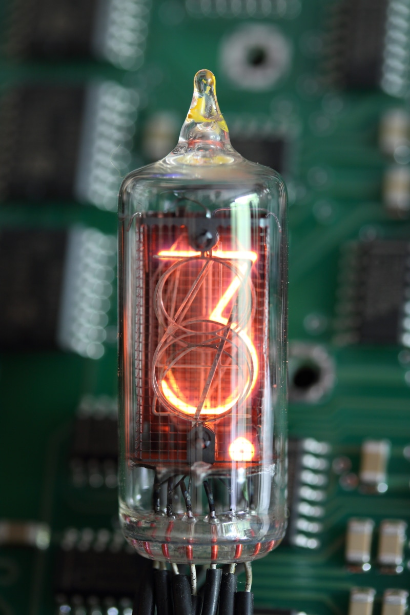 red, indoors, glowing, tube, transparent, bottle, digit, container, indicator, light, lighting equipment, equipment, communication, glass, three, electric light