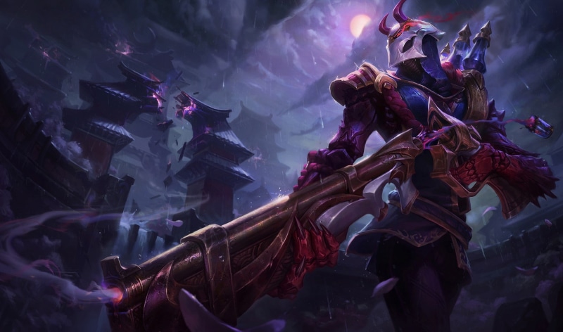 Blood Moon Jhini, Esben Lash Rasmussen, art, 1080P, League of Legends