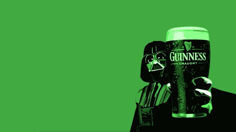 text, Guinness, connection, Star Wars, colored background, green background, human body part, telephone, close-up, one person, technology, beer, 1080P