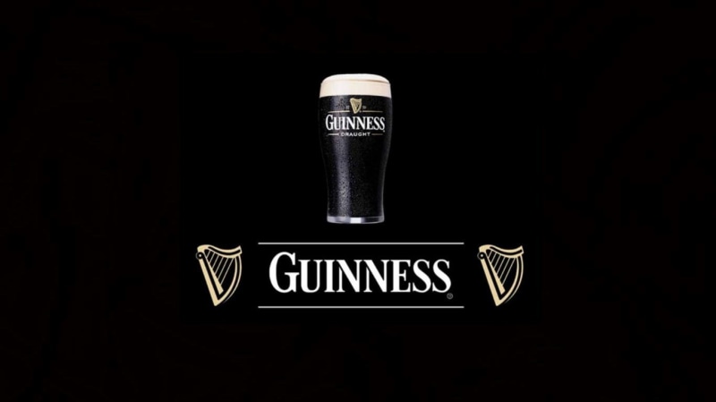 studio shot, single object, black color, text, no people, single word, black background, western script, 720P, capital letter, close-up, guinness, sign