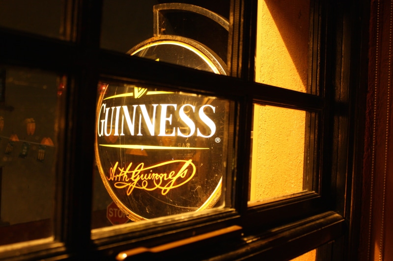 light, Guinness, no people, glass - material, nightlife, metal, Pub, glowing, sign, signage, electrical equipment, guinness, circle, capital letter, resale