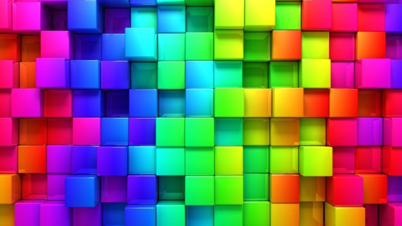 rainbows, cubic, colorful, 1080P, abstract