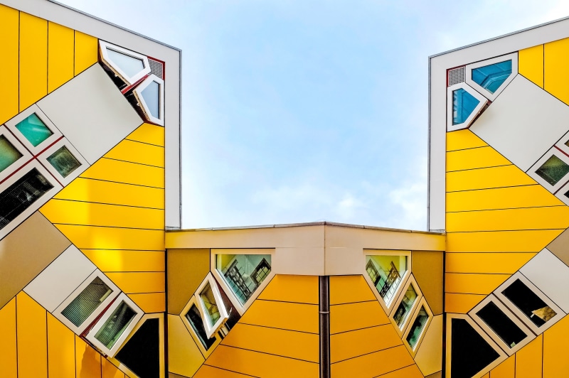 building exterior, window, no people, house, yellow, sky, low angle view, 4K, multi colored, office building exterior, building, city, residential district