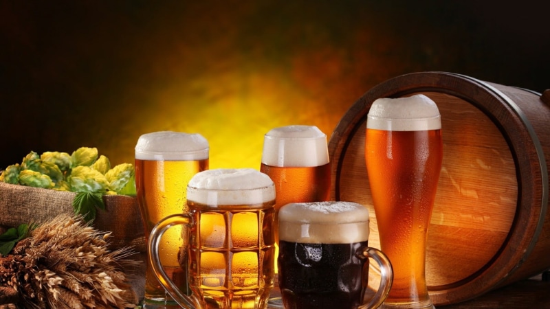 drinking glass, no people, orange color, container, brewery, photography, plant, freshness, lager beer, still life, alcohol, lager, choice, stout, food