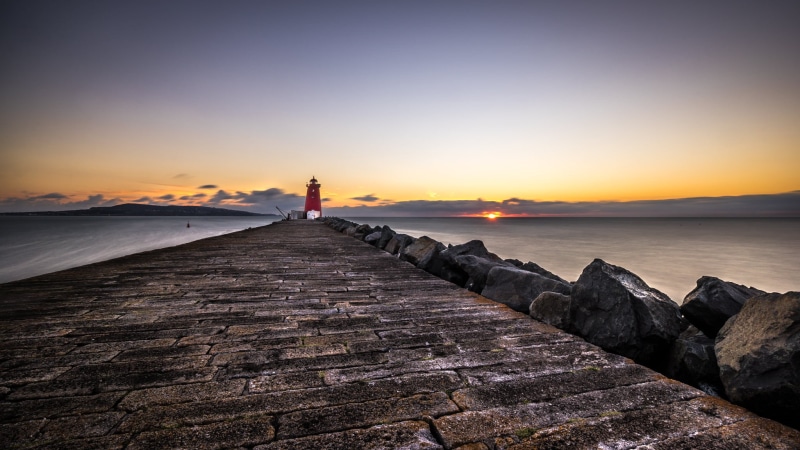 red, sea, landscape, person, city, sunrise - Dawn, composition, sky, ireland, Dublin, photography, clouds, a7, nature, outdoors, sunset, geotagged, lighthouse