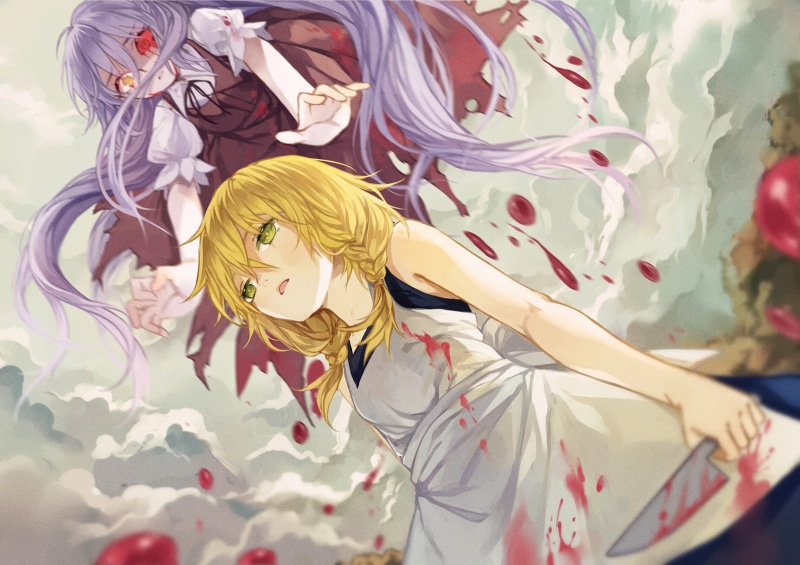 ellen, 720P, blonde, majo no ie, viola, yellow, majo, purple, eyes, tagme, bicolored, hair