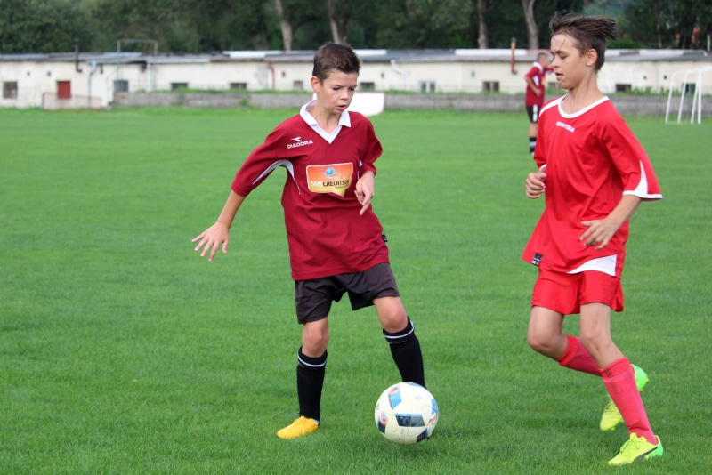 sport, match, training match, men, ie zbyňov, clash of the, sports clothing, front view, full length, u15, action, fk rajec, soccer uniform, player, boys