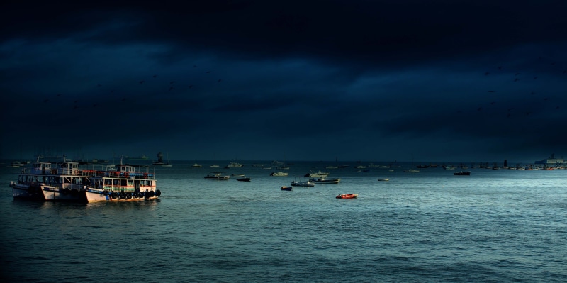 india, nautical vessel, scenics - nature, heavy clouds, skyline, tourism, mumbai, dramatic sky, horizon, outdoors, bombay, night, no people, cloud - sky