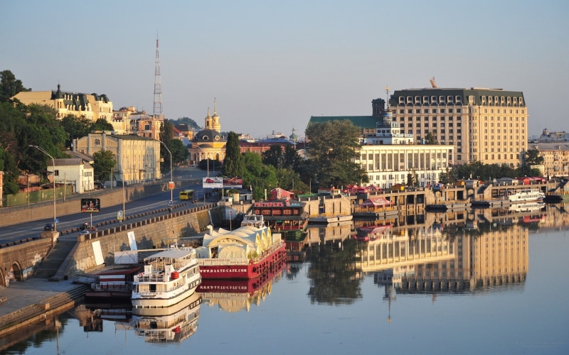 barcos, ucrania, dnipro, edificios, 1080P, ciudad, kyiv, port, podil, puerto, ukraine, kiev, river