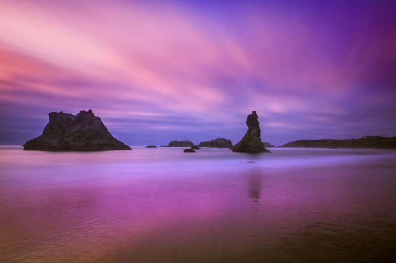 dusk, summer, formation, waves, seascape, long exposure, oregon, solitude, dramatic, landscape, sea, scenics, Pacific Ocean, 5K, coastline, pink, surrounded