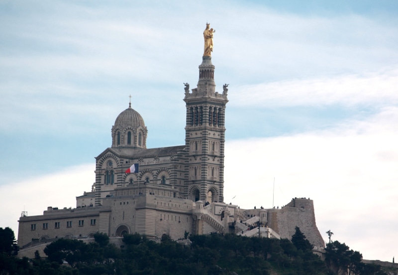 cities, basilique, marseille, provence, urban, france, 2K, panoramic, architecture, notre-dame-de-la-garde, temple, monuments, panorama