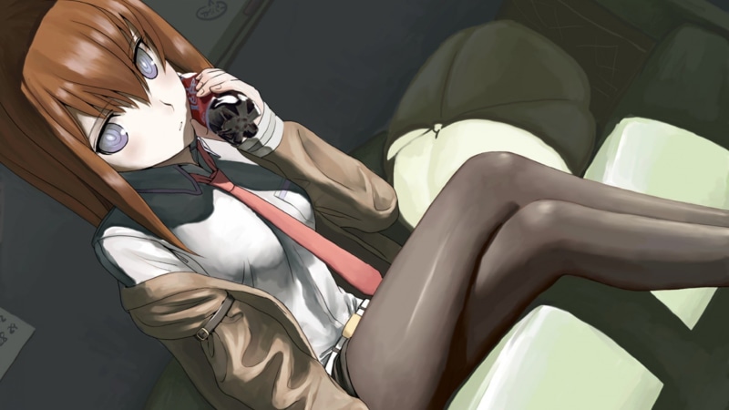 young women, human body part, Makise Kurisu, women, tie, Steins;Gate, blue eyes, anime girls, body part, day, human leg, sitting, real people, indoors