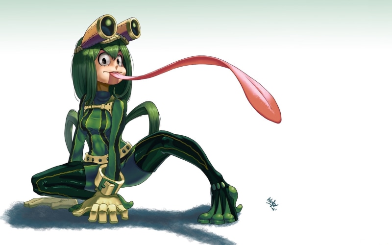 green, long tongue, bulging eyes, My heroic academia, monster, toad, stuck out his tongue, mutant, 1080P, Boku no Hero Academy