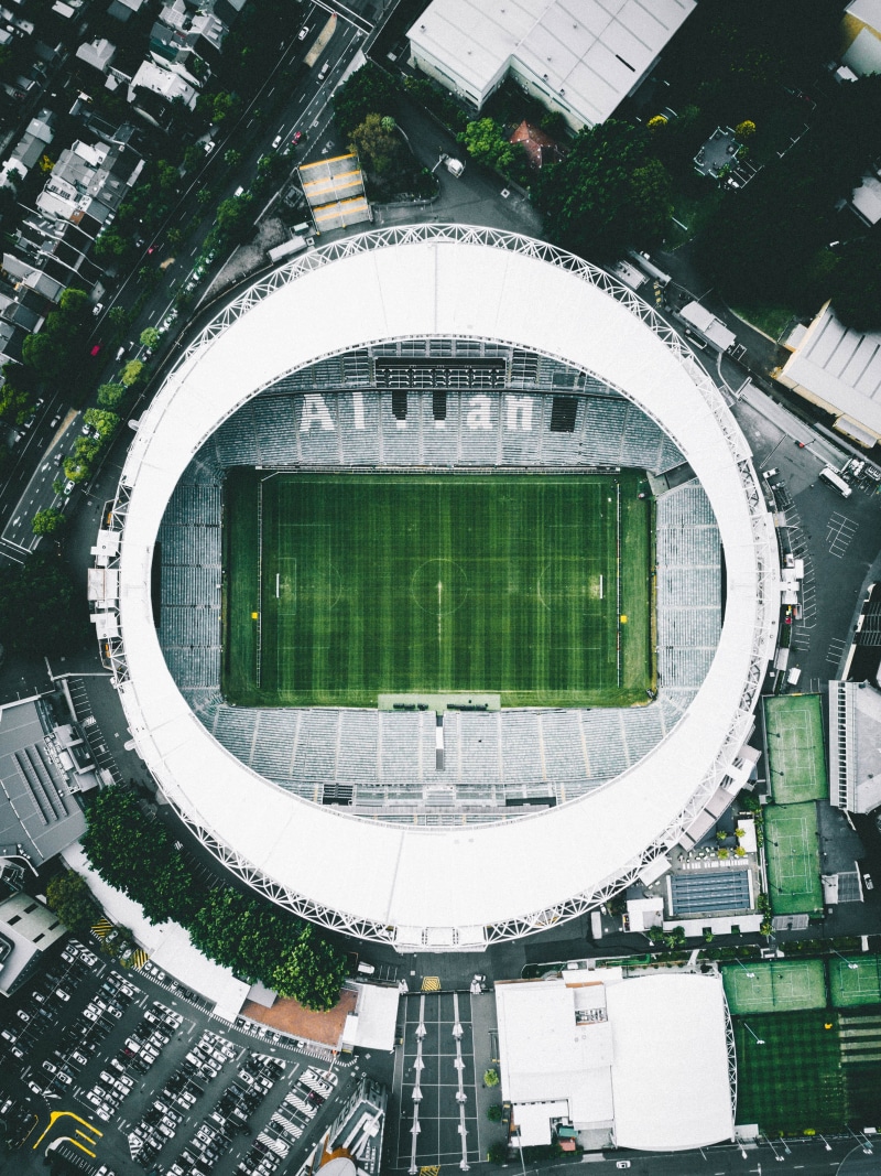 high angle view, photography, architecture, drone shot, aerial, no people, residential district, city, green, nature, soccer, day, shape, sport, design