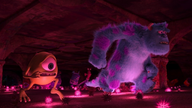 purple, Monsters University, art and craft, glowing, mammal, arts culture and entertainment, Mike Wazowski, pink color, people, illuminated, motion, performance