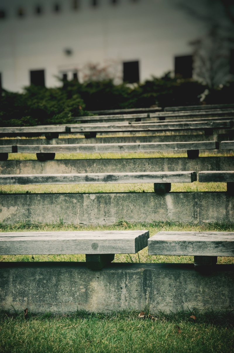 religion, canada, built structure, tree, no people, selective focus, sitting, spirituality, green, wall - building feature, day, theatre, grass, campus