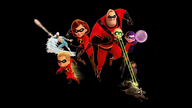 black background, 2K, Incredibles 2, Pixar, cartoon, The incredibles 2, poster, Walt Disney, fiction, characters