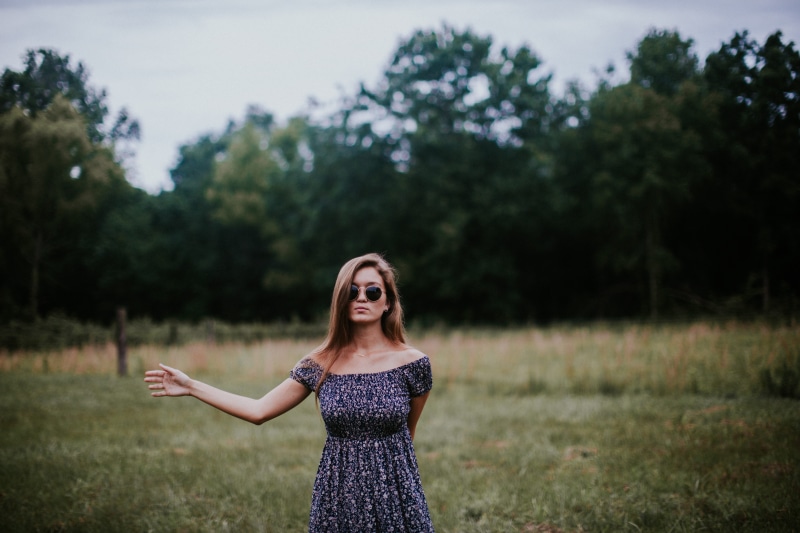 beautiful, wearing, hair, people, young Adult, green, summer, joy, blue, leisure activity, one woman only, outdoors, cheerful, hairstyle, one Person, only women