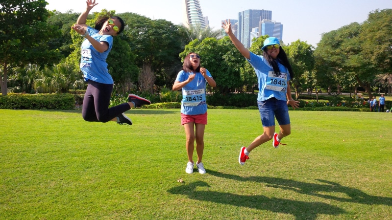 human arm, plant, joyful, friendship, girl, child, park, multi-Ethnic Group, grass, leisure activity, jumping, group Of People, woman, full length, smiling