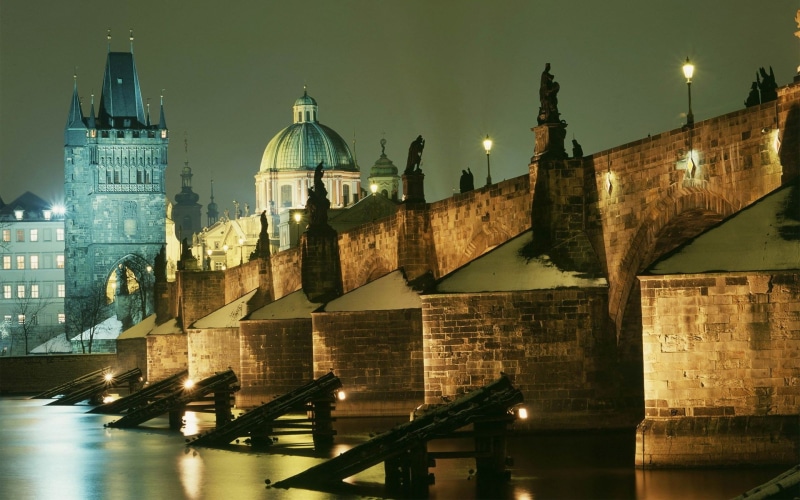 Prague, Czech Republic, architecture, long exposure, city, cathedral, old building, lamp, travel destinations, 1080P, arch, history, sky, built structure