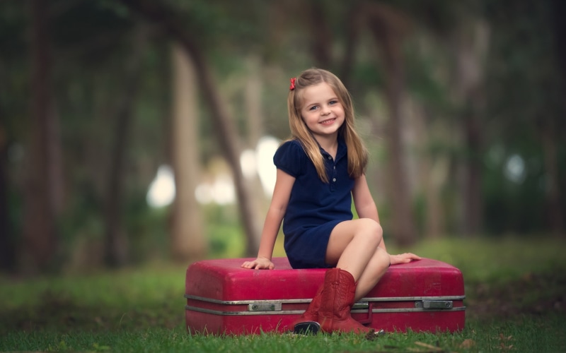 Forest, Box, Girl, 2K, Smile, Child, Cute