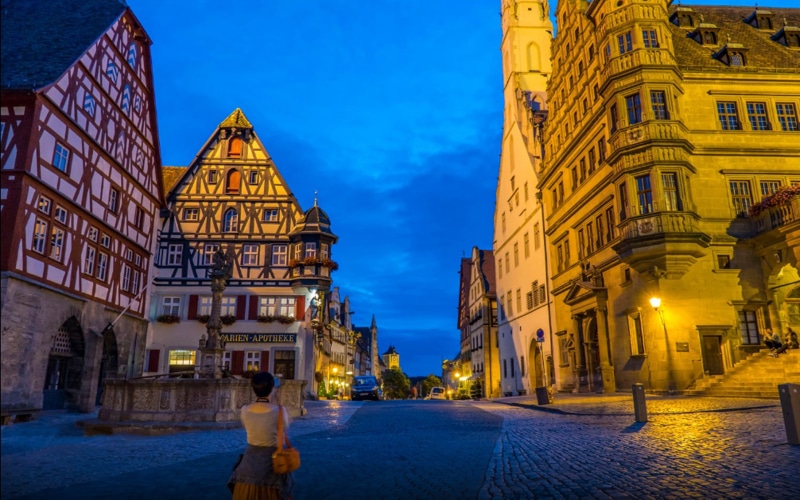 building exterior, market, architecture, travel destinations, square, tauber, hall, town, dusk, der, walking, ob, desktop, germany, illuminated