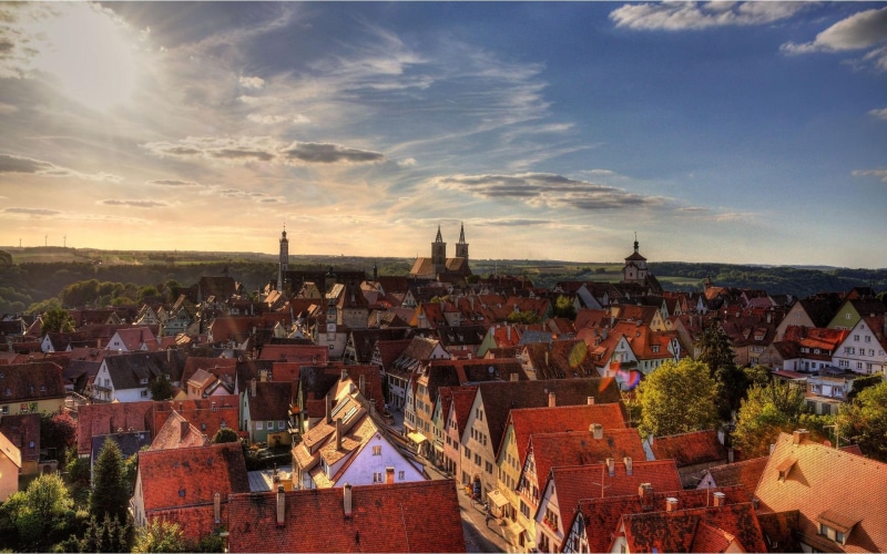 clouds, nature and, town, 1080P, buildings, architecture, nature, beautiful, germany, rothenburg, houses