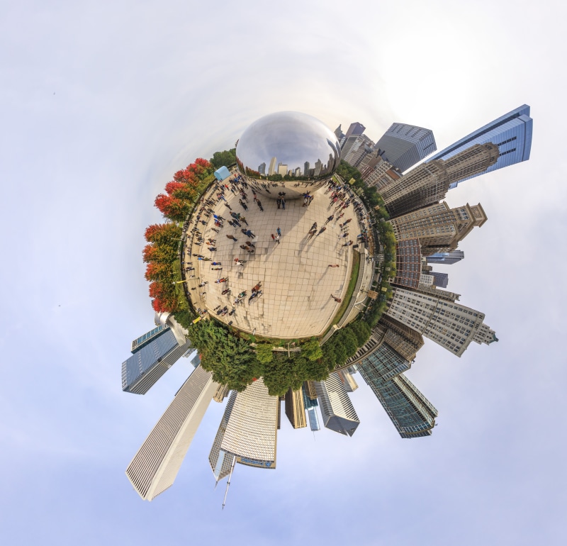 201 e randolph st, built structure, building, outer space, planet earth, eye, tree, little planet, fish-eye lens, tower, landscape, skyscraper, chicago