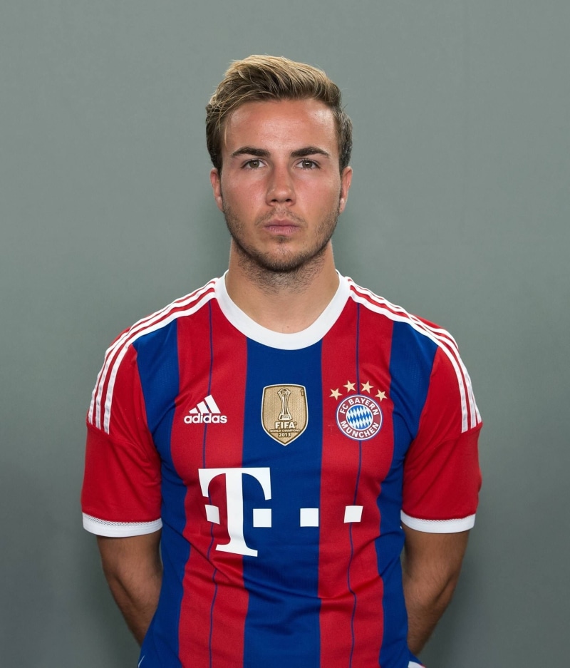 Bayern Munchen, studio shot, confidence, front view, standing, serious, Mario Götze, adult, Germany, sport, clothing, casual clothing, waist up, colored background