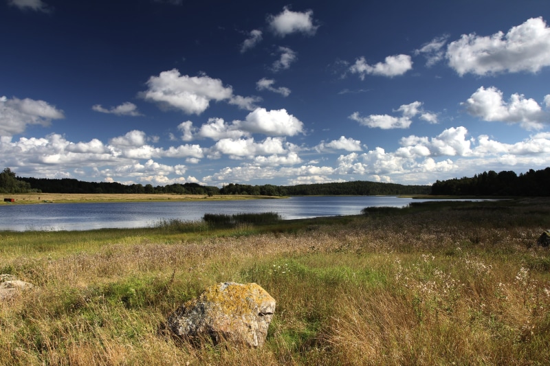 green, water, summer, 60d, lake, reflections, daytime, sky, grass, canon, outdoors, 2K, river, near, clouds, blue sky, Vuoksa River, light, russia, finland