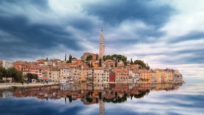 sea, rovinj, sunset, istria, homes, town, river, urban Scene, cityscape, religion, city ​​views, residential district, tourism, town center, mirroring