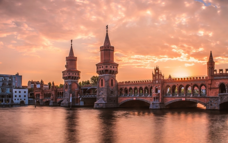 River, Germany, Sunset, Bridge, Berlin, 1080P, Evening