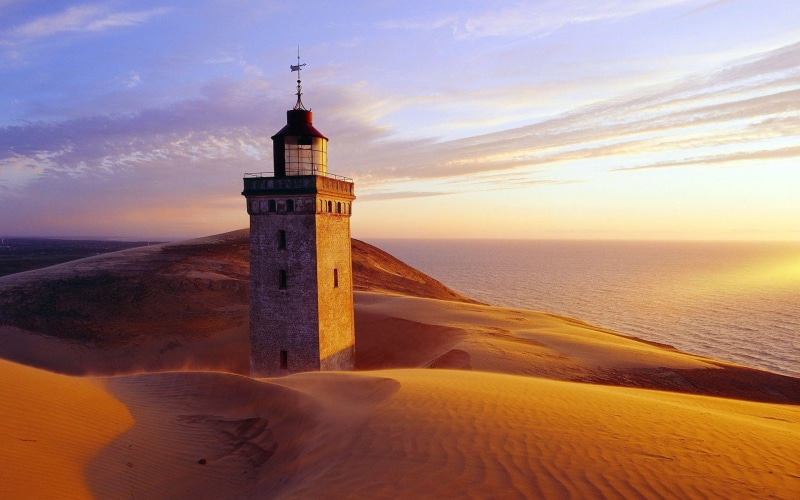 rubjerg knude lighthouse, denmark, concrete, 1920x1200, 1080P, black, tower, europe, world, knude, surrounded, lighthouse, sand, rubjerg, white