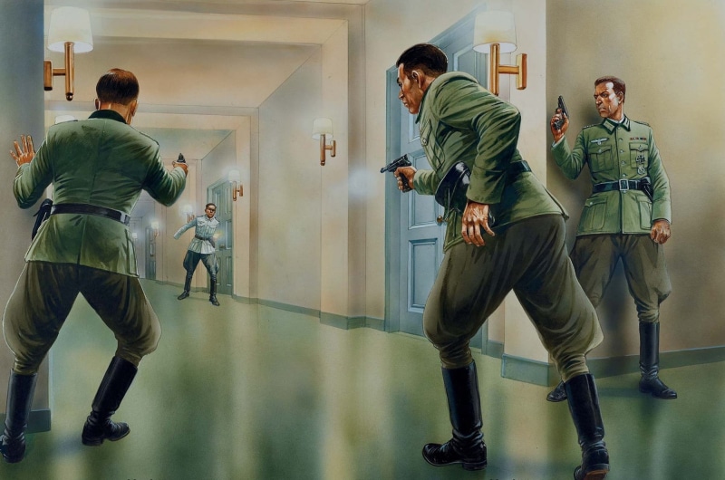 corridor, group of people, young adult, 1944., holding, shootout, conspiracy, men, running, digital, adolescence, males, Germany, The second world war