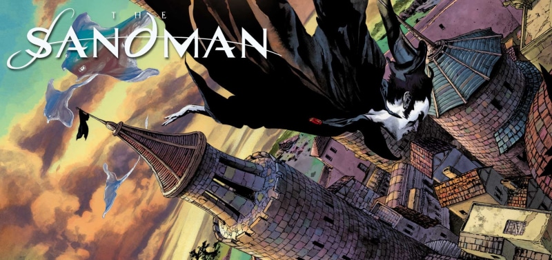 comics, castle, comic books, comic art, Sandman, falling, black clothing, Dream (character), Sandman Overture, J.H. Williams III, 720P