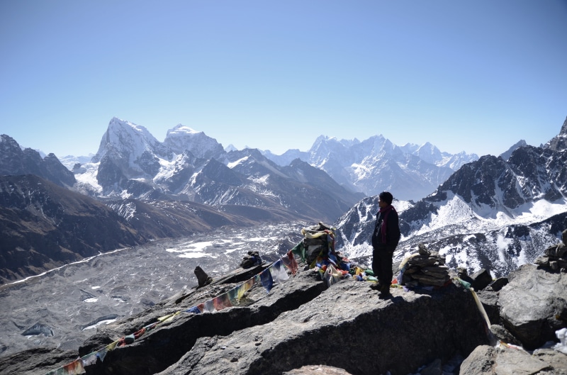 winter, outdoors, beauty in nature, snow, gokyo ri, activity, clear sky, bluesky, lifestyles, nepal, mountain, sherpa, top of the world, 2K, real people