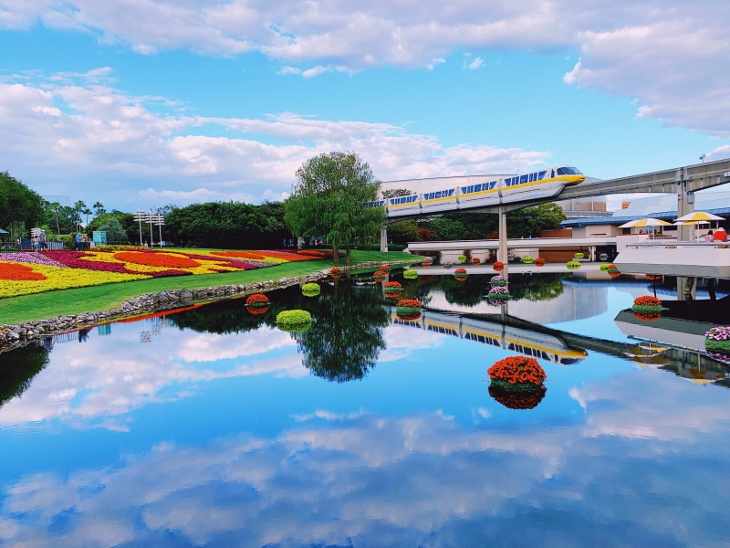 no people, railway, fun, sky, city, 2K, garcesbros, building exterior, water, blueskies, tree, built structure, architecture, transportation, disney, reflection