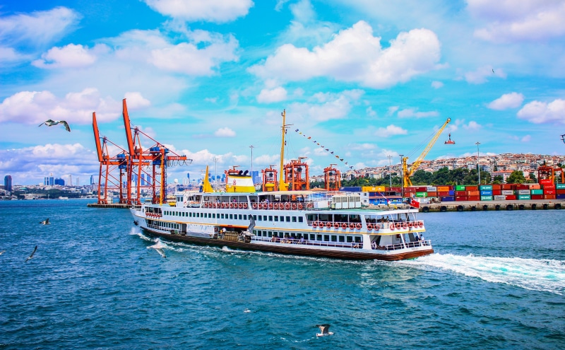 5K, transportation, Europe, shipping, mode of transportation, vapur, landscape, cloud - sky, crane - construction machinery, sea, istanbul, Turkey, cruise ship