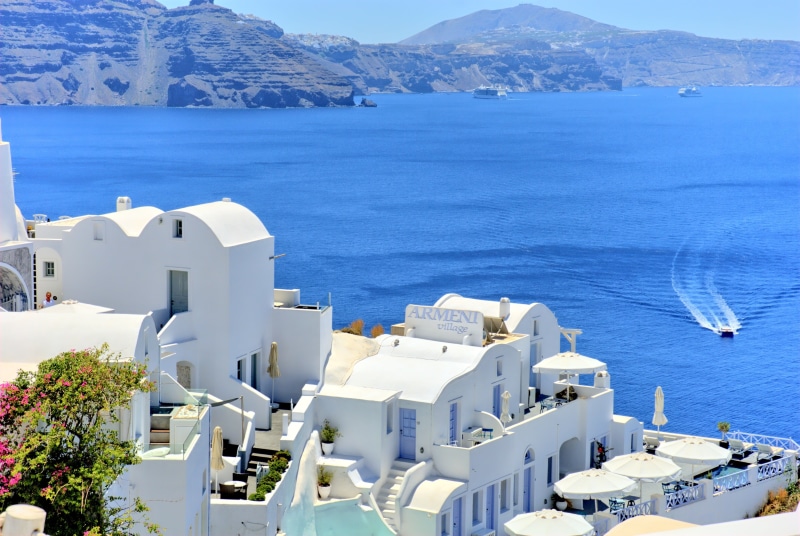 outdoors, summer, photography, mediterranean Sea, firรก, church, greece, eye, cruise ship, classical Greek, travel, mountain, town, mediterranean Culture
