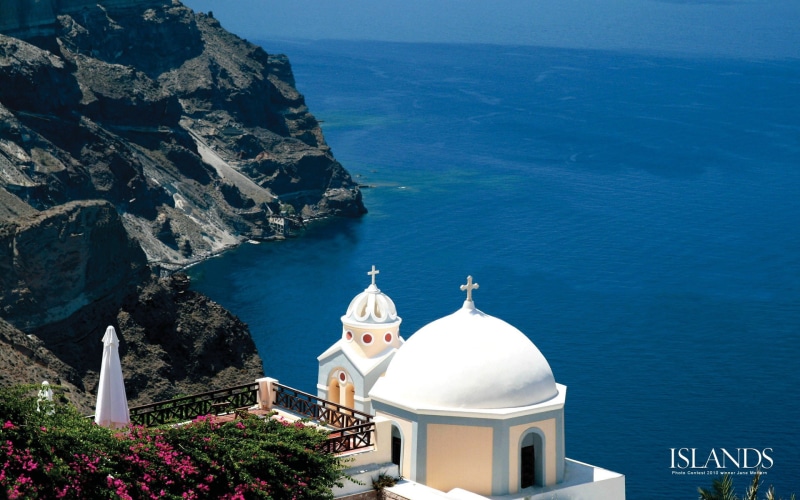 landscape, Greece, 1080P, built structure, belief, nature, spirituality, outdoors, architecture, church, plant, high angle view, building exterior, day