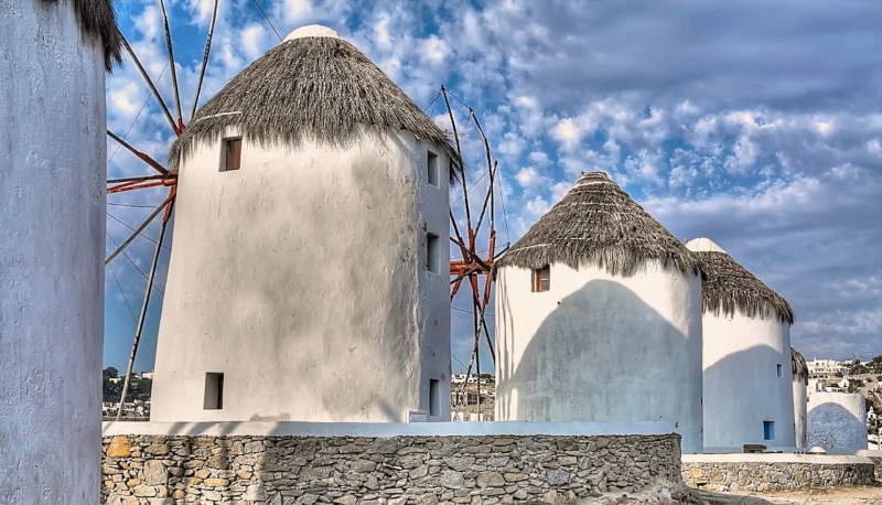 clouds, 1080P, Greece, the sky, windmill, Mykonos island