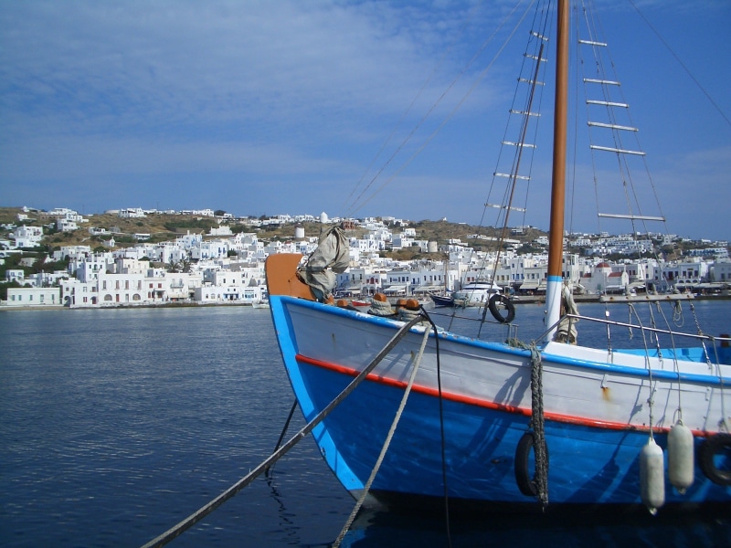 daytime, built structure, body, bay, outside, clouds buildings, water, sky, moored, white, yacht, nature, mode of transportation, nautical vessel, greece