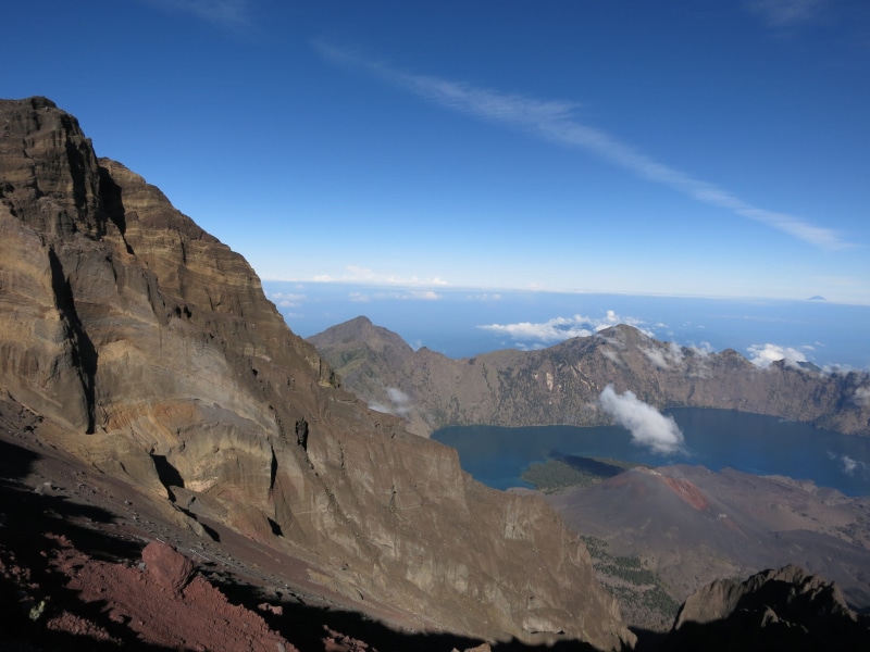 arid climate, trekking, blue, tourist, scenics - nature, hiking, geology, sky, 2K, Segara Anak, day, crater, Rinjani, photography, no people, island, environment
