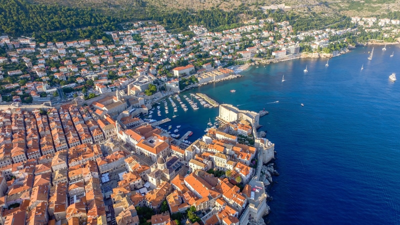 town, outdoors, tree, tourism, plant, no people, croatia, townscape, day, nature, city, blue, body, houses, cityscape, wall, high angle view, aerial view