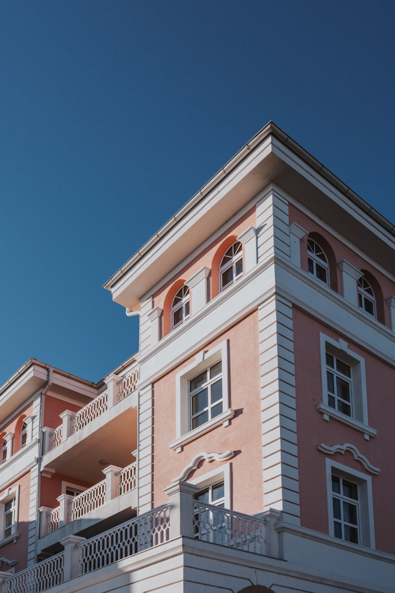 day, apartment, Nessebar, historic, home Ownership, travel, outdoors, railing, balcony, low angle view, clear sky, window, Building, luxury, Bulgaria, sky