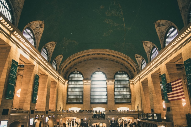 ceiling, signage, art, high angle shot, grand central terminal, arched, low angle view, nature, history, building exterior, electric lamp, built structure